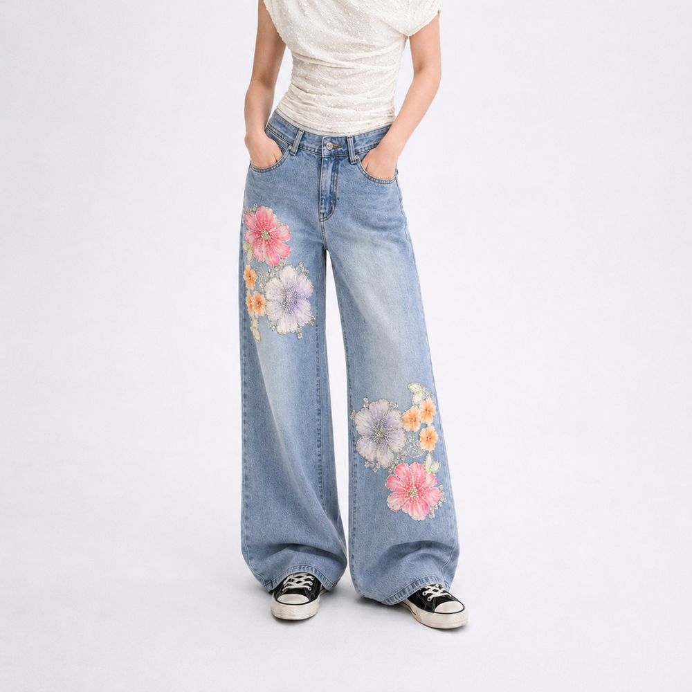 Blossom Embroidery Jeans