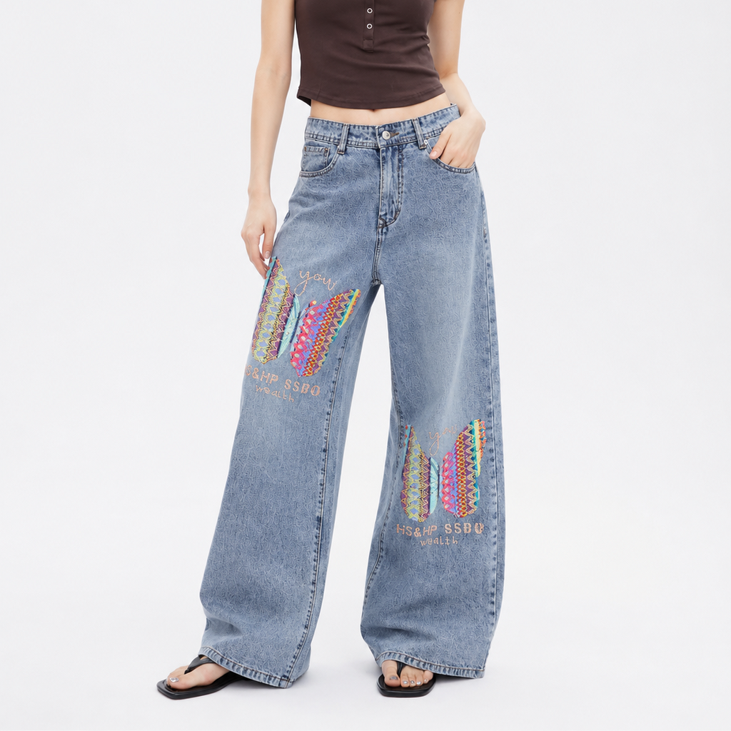 Women's Embellished Women’s Wide-Leg Jeans