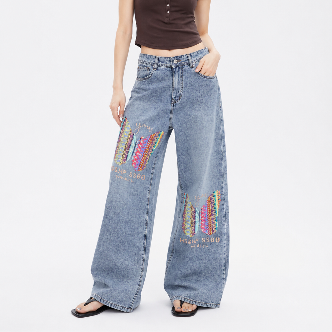 Women's Embellished Women’s Wide-Leg Jeans