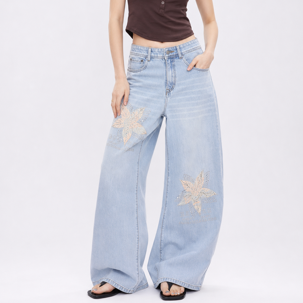 Women's Embellished Women’s Wide-Leg Jeans