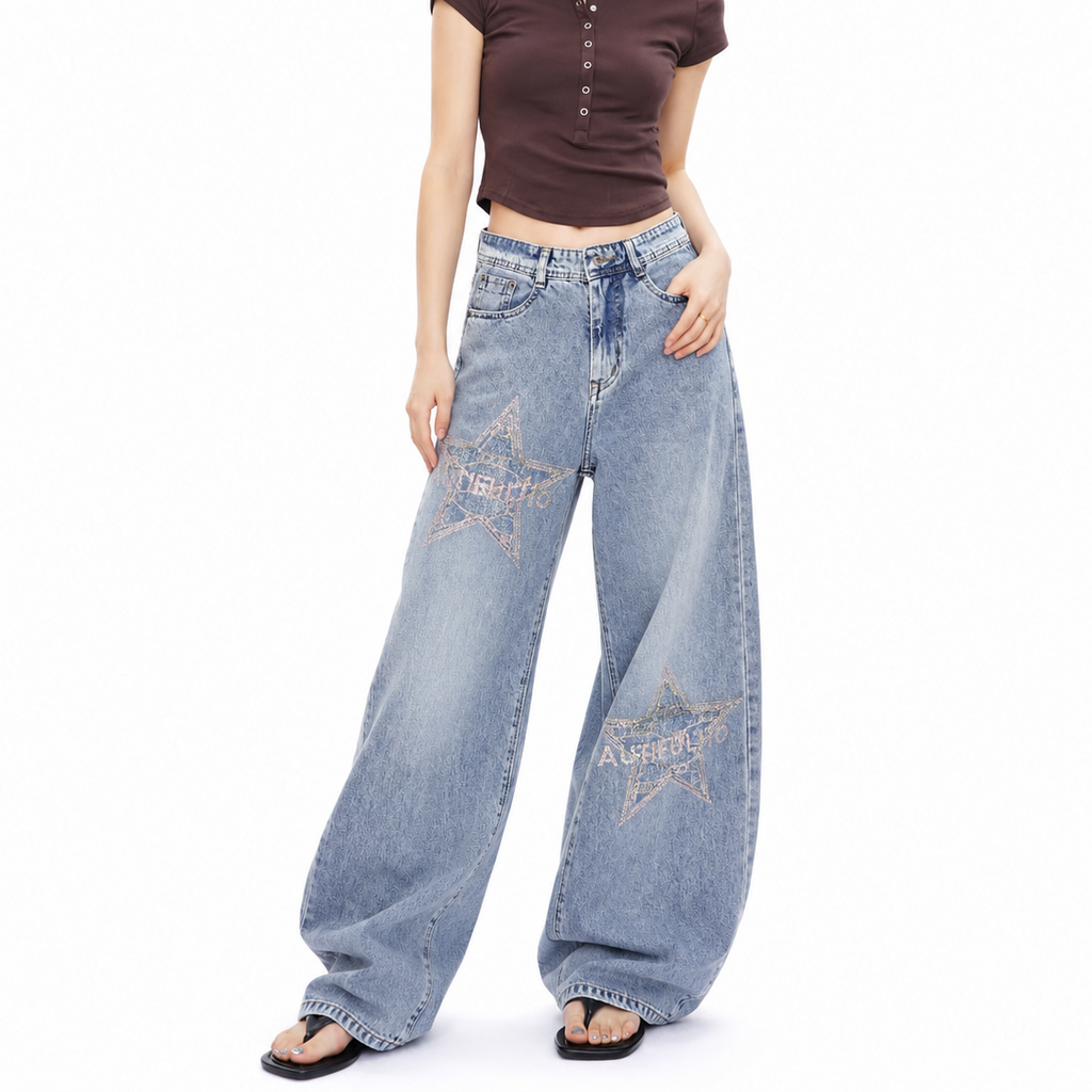 Women's Embellished Women’s Wide-Leg Jeans