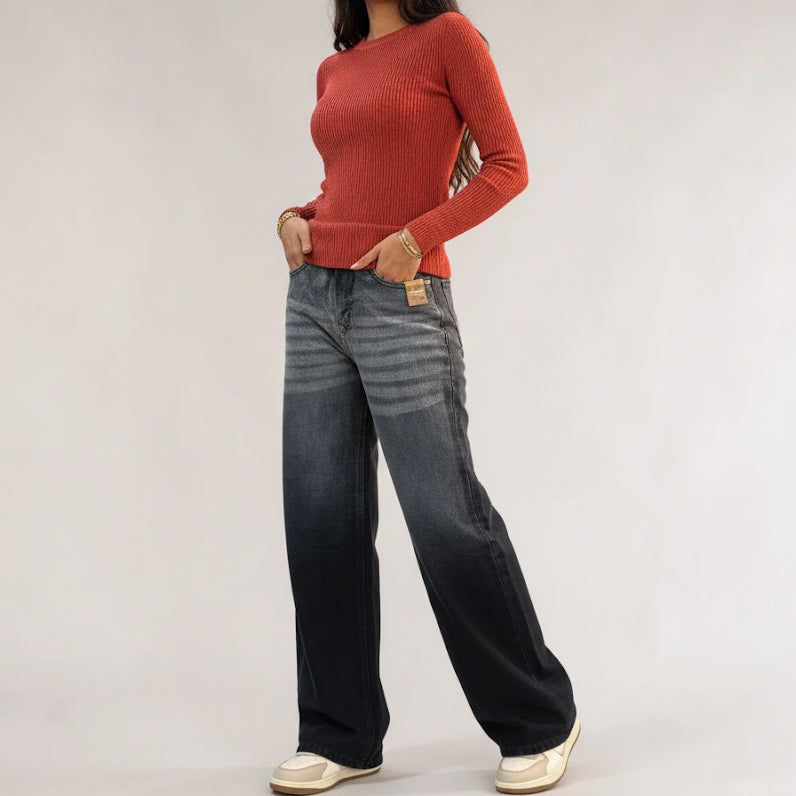Women Ombre Wide-Leg Jeans