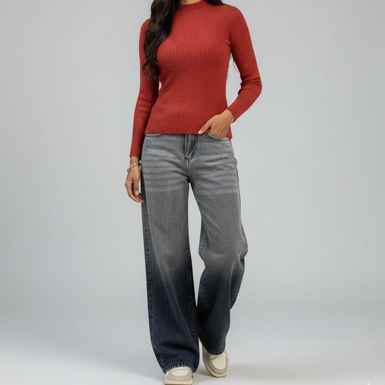 Women Ombre Wide-Leg Jeans