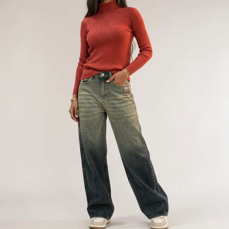 Women Ombre Wide-Leg Jeans